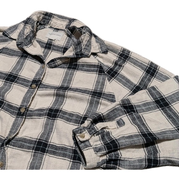 American Eagle Outfitters Tops - American Eagle Women's Flannel Plaid Button Down Shirt Elastic Wrist Size S
